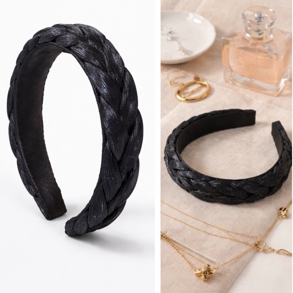 nOir Black Braided Metallic Headband New With Tags OS Glam Blair Preppy